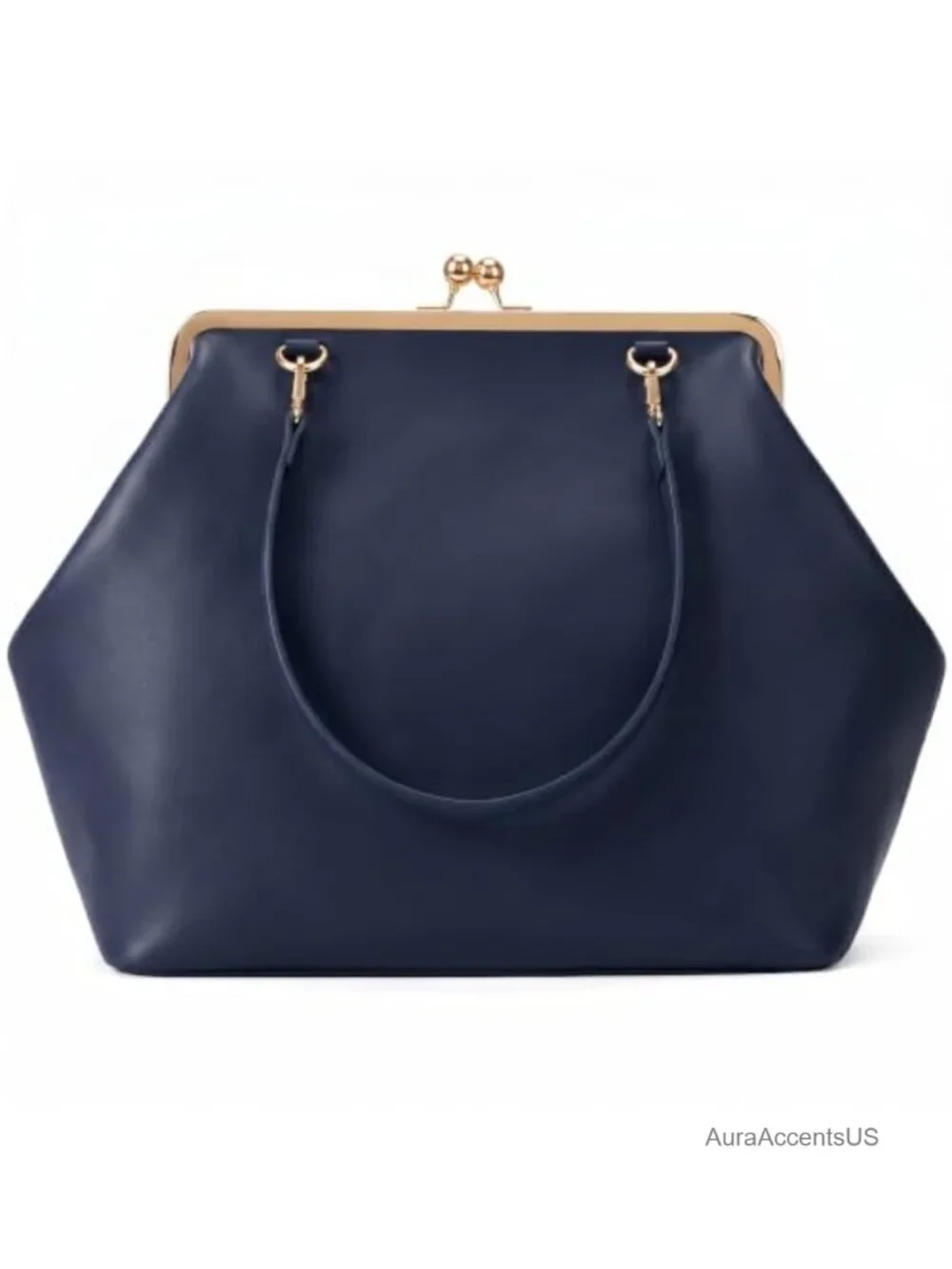 Kiss Lock Frame Handbag PU Leather Shoulder Tote Hobo Clutch Purse Women